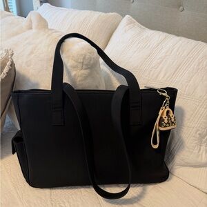 Preston & York NWOT long handle black nylon Tote bag 11x16 includes charm